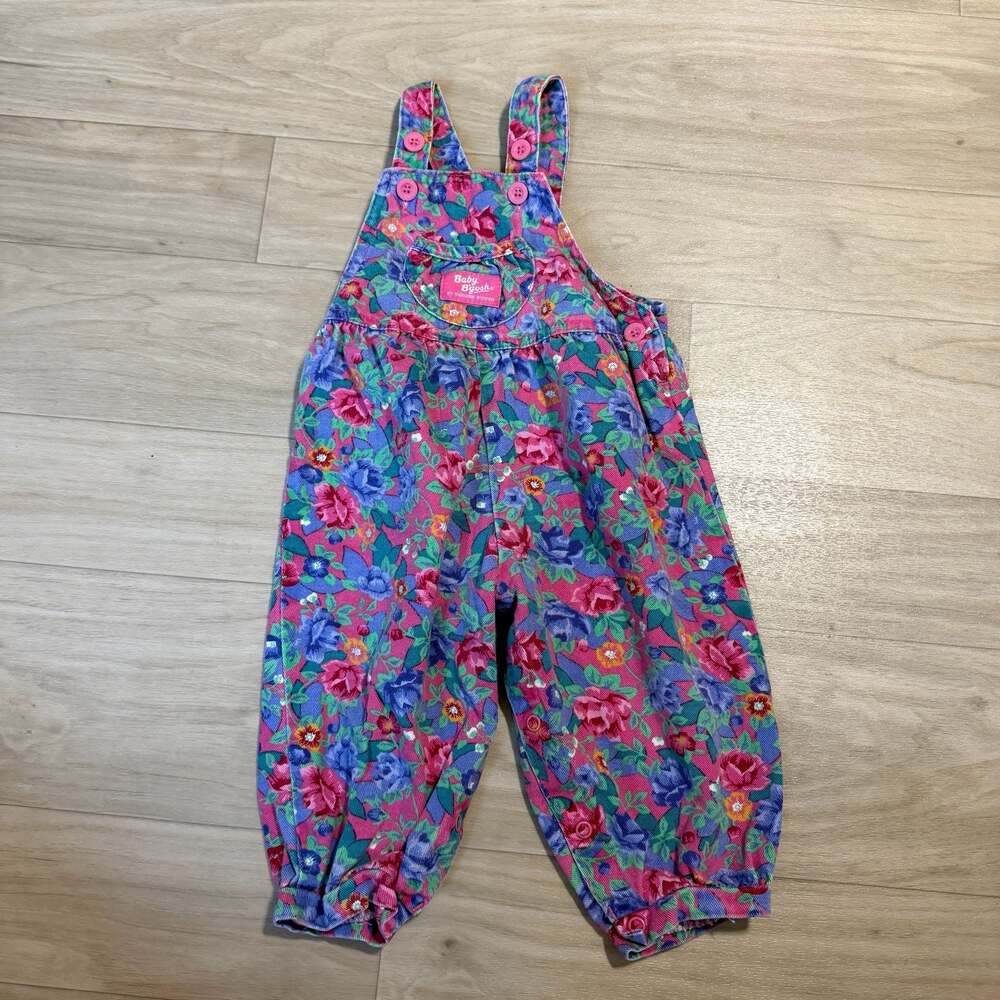 Vintage Baby B’gosh OshKosh Floral Overalls Size 18M 90s Cottagecore